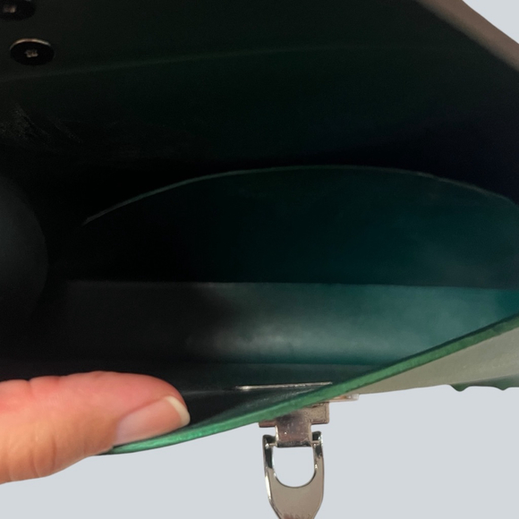 Green Studded Jelly Satchel Top Handle Crossbody Bag Rivet Lock Y2K - Picture 6 of 16